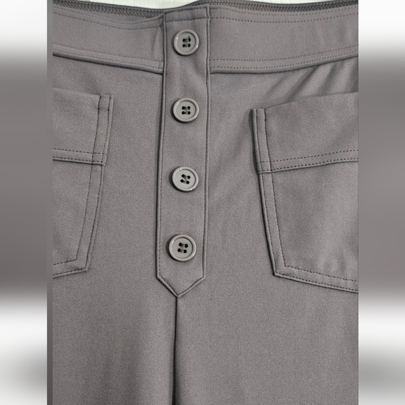 NWT Halara HaloTek Air Wide Leg High Waisted Button Front Pants Grey - L - Picture 2 of 6
